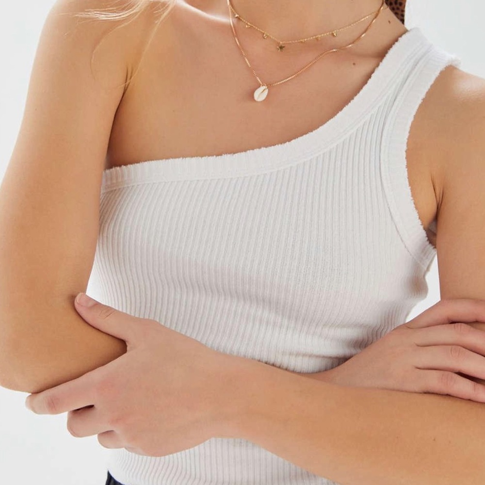 urban outfitters white one shoulder top